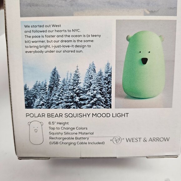 New West & Arrow Color Changing LED Polar Bear Squishy Mood Light Night NIB - Picture 6 of 9